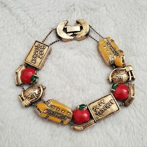 Vintage Teacher School Charm Slide Bracelet